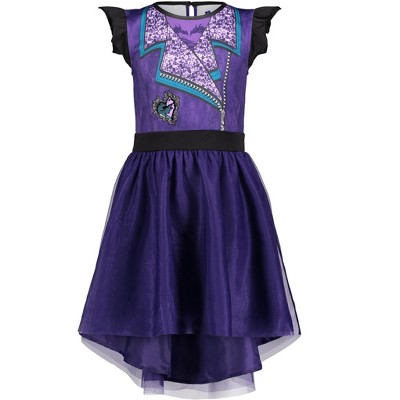 Disney Descendants Mal Little Girls Tulle Sequin Cosplay Dress Purple 4-5