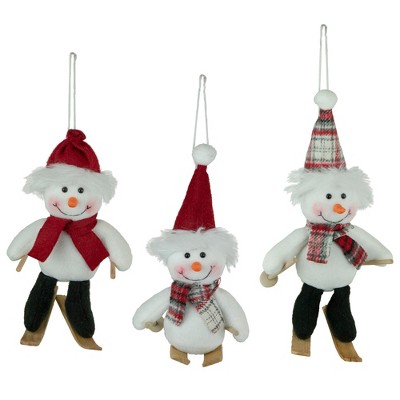 Northlight Set of 3 Sporty Skiing Snowmen Christmas Ornaments 9.5"