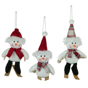 Northlight Set of 3 Sporty Skiing Snowmen Christmas Ornaments 9.5" - 1 of 3