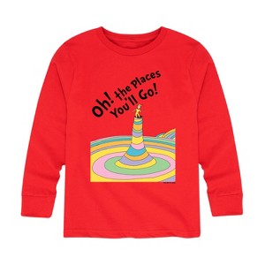 Boys' - Dr. Seuss - Oh! The Places You'll Go Book Cover Long Sleeve Graphic T-Shirt - 1 of 4
