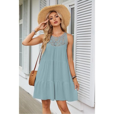 Women's Lace Halter Neck A-Line Dress Summer Sundress