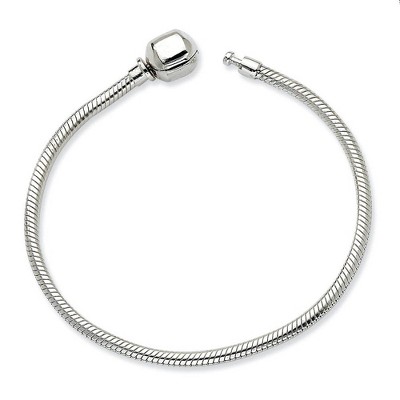 Black Bow Jewelry Sterling Silver 3mm Snake Chain Starter Bead Charm Bracelet