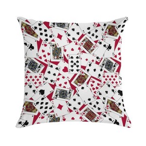 Red Playing Cards Pillow Covers 18x18 Decorative Throw Pillows Soft Square Cushion Covers for Couch Sofa Bedroom - 1 of 1