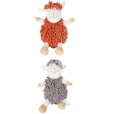 REGALWOVEN Cute Sheep Chenille Soft Absorbent Quick Drying Fuzzy Ball Hand Towel 9" x 13" 2 Pcs