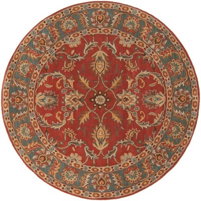 Mark & Day Daysland 6' Round Tufted Indoor Area Rugs Rust: Wool, Stain-Resistant, Floral Pattern, Traditional Style