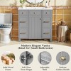 CAVINAS Bathroom Vanity with Ceramic Sink and Adjustable Shelves,Modern Freestanding Bathroom Vanity with Solid Wood Frame and 3 Drawers - 4 of 4