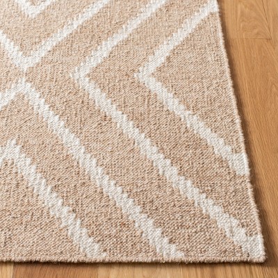 Beige/Ivory Flat Woven Handmade Wool Viscose Rug, 5' x 8'