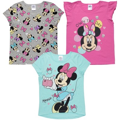 Mickey Mouse & Friends Minnie Mouse Girls 3 Pack Graphic T-Shirts Little Kid to Big Kid