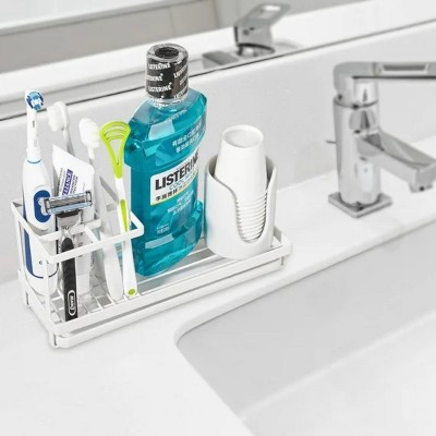 LunaLulinlk Toothbrush Holders for Bathrooms, 4 Slots Rustproof Metal Tooth Brushing Organizer with Drainage White