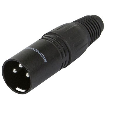 Monoprice 3-Pin Male DMX Connector - Black | Anodized Aluminum With Plastic Cap And Rubber Strain Relief Boot