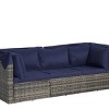 Outdoor 5 Pcs Furniture Set, Patio Wicker Daybed Set with Retractable Canopy, Sofa Set with Cushions and Storable Side Table-Coolbibila - 4 of 4