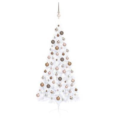 Artificial Half Pre-lit Christmas Tree with Ball Set White 70.9"