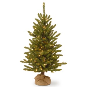 4' Pre-lit Kensington Artificial Christmas Tree in Burlap Base Clear Lights - National Tree Company - 1 of 4