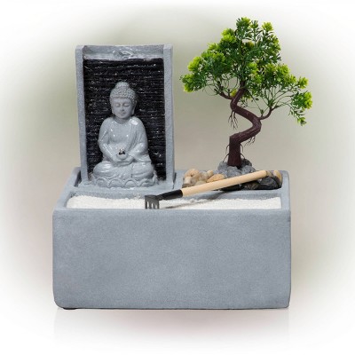 Buddha Bonsai Garden Tabletop Fountain With LED Light - Alpine Corporation