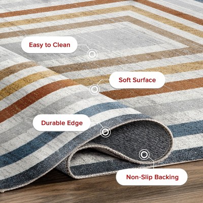 Aliénor Multicolor Striped Machine Washable Area Rug
