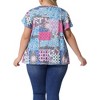 Agnes Orinda Women's Plus Size V Neck Ruffle Short Sleeve Boho Floral Casual T-Shirt - 4 of 4