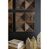Recycled Wood Panel Wall Art, 13.5" Square, Natural Brown Finish, Set of Four By Kalalou - 4 of 4