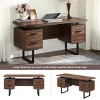 59”W Office Desk Computer Desk Writing Study Table with Drawers, Brown-ModernLuxe - 4 of 4