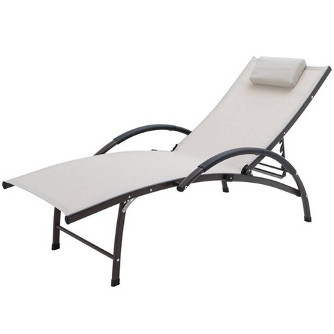 Outdoor Five Position Adjustable Chaise Lounge Chair Tan - Crestlive  Products : Target