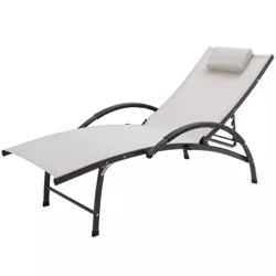 Outdoor Five Position Adjustable Chaise Lounge Chair Tan - Crestlive Products