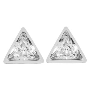 ELYA Triangle Stud Earrings with Cubic Zirconia - Silver, Women