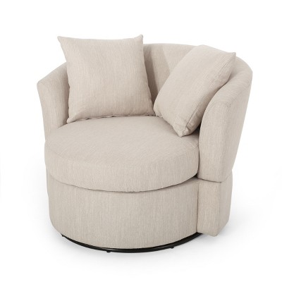 NicBex Soft Fabric Swivel Barrel Accent Chair,Upholstered Swivel Living Room Chair with Movable Pillow Backrests,Club Chairs for Living Room