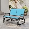 2-Person Outdoor Glider Bench, Patio Double Swing Rocking Chair Loveseat w/Powder Coated Steel Frame for Backyard Garden Porch - 3 of 4
