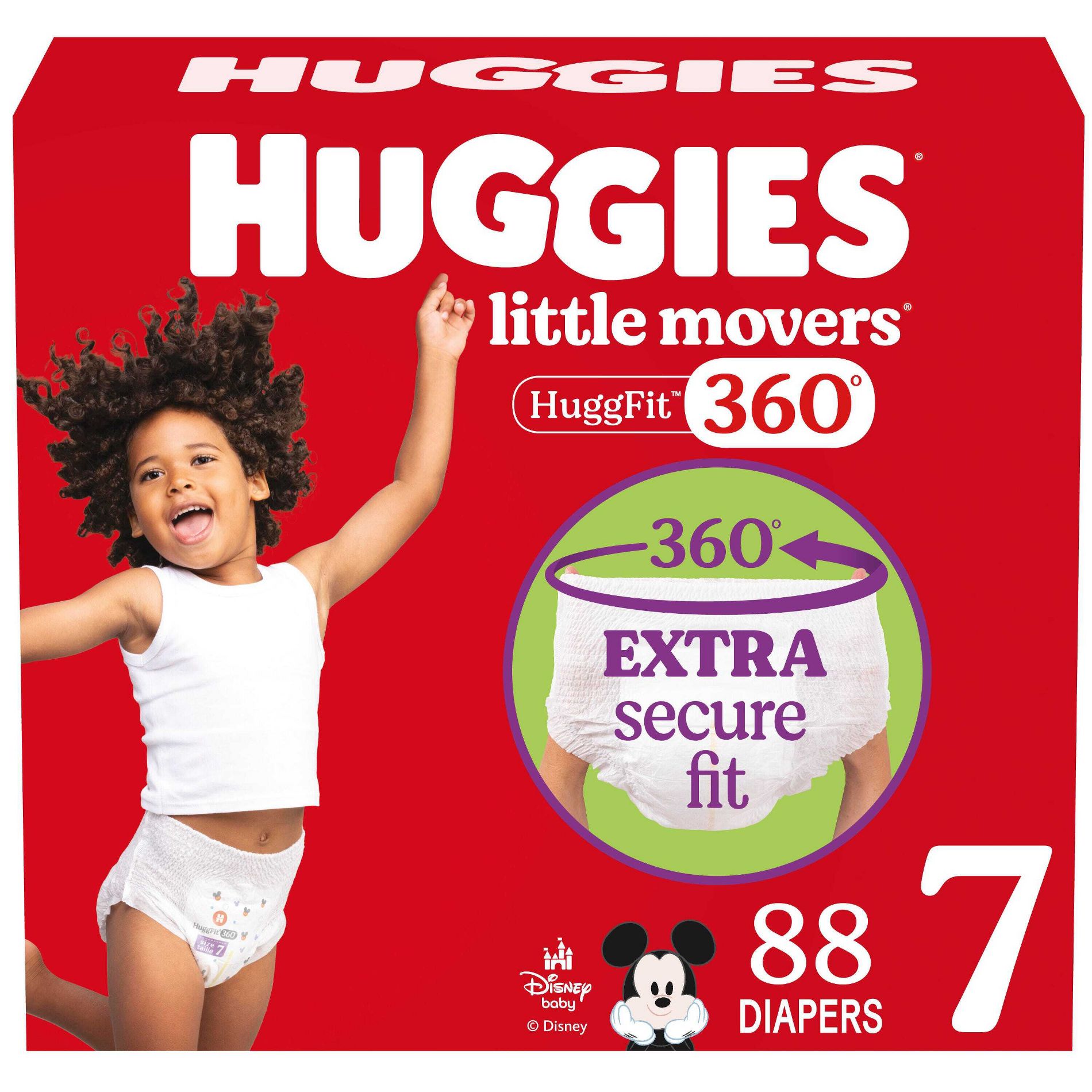 Huggies Little Movers HuggFit 360 Pull On Diapers - Size 7 - 88ct: 41+ lbs, Wood Fluff Pulp