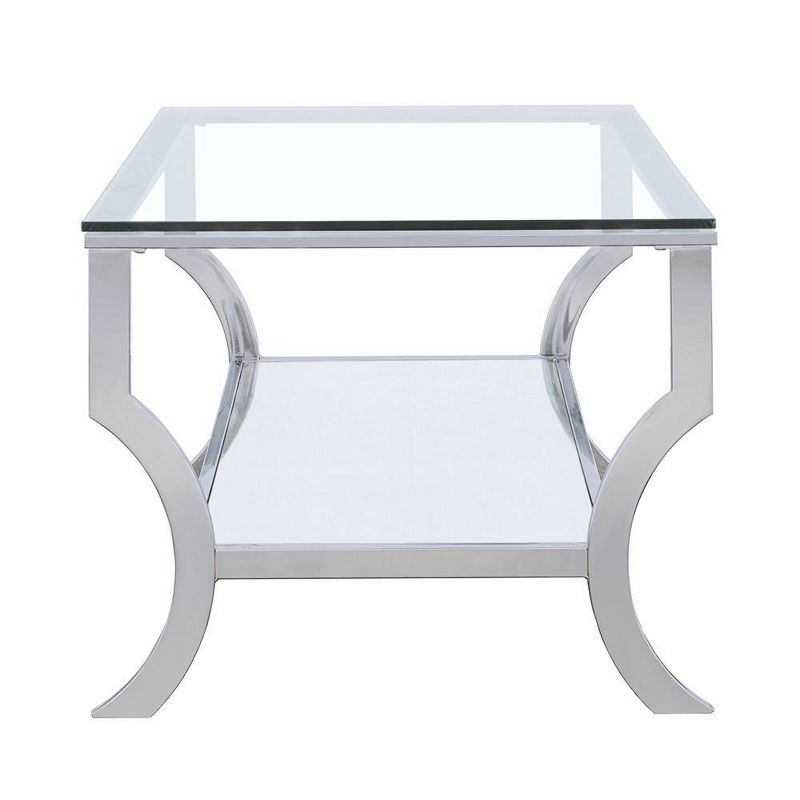 Saide Coffee Table with Glass Top and Mirror Shelf Chrome - Coaster, 5 of 6