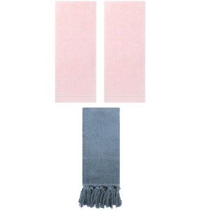 REGALWOVEN 3 Packs Striped and Tassels Bathroom Hand Towel 14" x 30" - 1 of 4