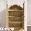 72" Tall Kitchen Pantry Cabinet with Wood/Glass Doors & Drawers, Wood Arch Storage Shelves, Farmhouse Freestanding Large Cupboard for Dining - 3 of 4