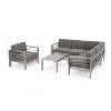 Christopher Knight Home Cape Coral Outdoor Aluminum 6 Seater Sectional Sofa and Club Chair Chat Set - 2 of 4