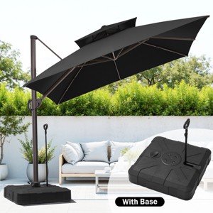 Crestlive Products 10FT Square Double Top Offset Cantilever Umbrella with Base UV30+ Outdoor 360 Degree Rotation 6 Heights Adjustable Umbrella - 1 of 4