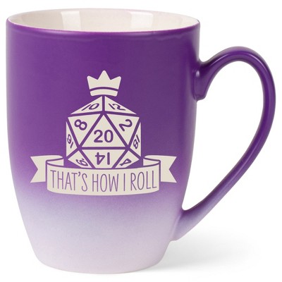 100 North Dice 10 Ounce Purple and White Two Toned Ombre, Comfortably Fits Your Hands, Ceramic Tea Coffee Cup Mug, That's How I Roll
