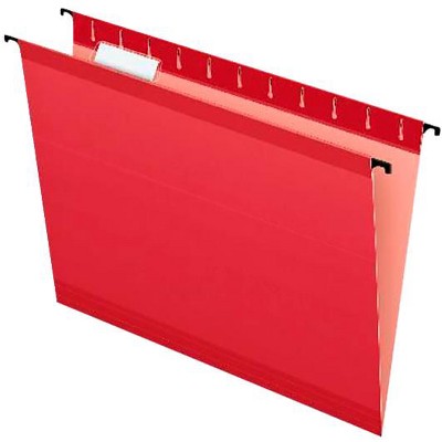 Pendaflex SureHook Polylaminate 1/5 Cut Hanging File Folder, Letter, Red, pk of 20