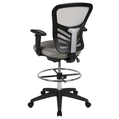 ErgoFlex Mesh Drafting Chair with Adjustable Arms and Swivel Base, Gray