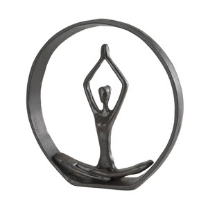 Danya B Circle Iron Sculpture with Figurine in Yoga Pose Namaste Spiritual Home Decor Iron Sculpture - 1 of 3