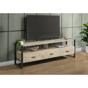 72.25" Contemporary TV Stand with Black Metal Legs, 3 Storage Drawers, 2 Open Shelves, Easy-Clean Top for Living Room - 1 of 4