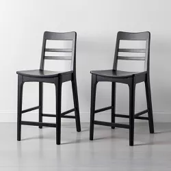2pk Wood Ladder Back Counter Stool - Black - Hearth & Hand™ with Magnolia