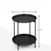 VisioGear 2-Tier Patio End Table, Outdoor Round Small Coffee Table with Removable Tray for Garden Balcony Yard, Black, 17.3"*17.3"*20.5" - 3 of 4