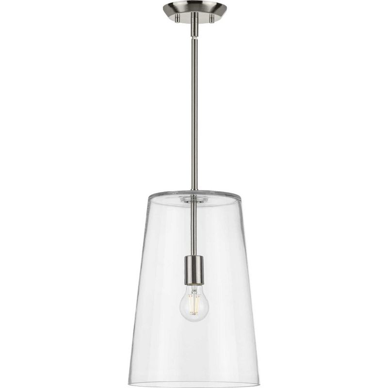 Progress Lighting Clarion 1-Light Pendant, Polished Nickel, Clear Glass Shade, 2 of 5