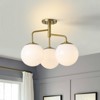 LLHZSY Modern Gold 3-Light Semi Flush Mount Frosted Glass Globe Ceiling Light Fixture - 2 of 4