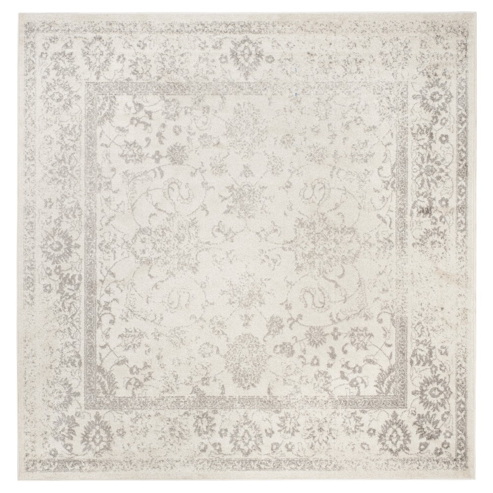 8'x8' Reid Area Rug Ivory/Silver Square - Safavieh
