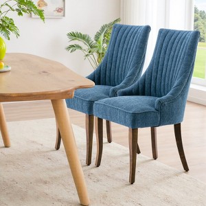 IULULU Dining Chairs, Upholstered Featuring Tufted Back Design and Solid Wood Legs Set of 2 - 1 of 4