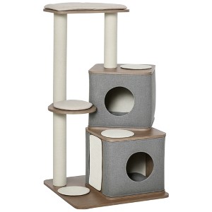 PawHut 44" H Feline Cat Tower Tree House with Sisal Scratching Posts, Soft Relaxing Cushions, & Many Perches/Condos - 1 of 4