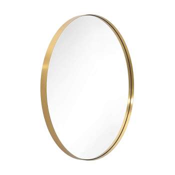 ANDY STAR Modern Decorative 24 x 36 Inch Oval Wall Mounted Hanging Bathroom Vanity Mirror with Stainless Steel Metal Frame, Brushed Gold