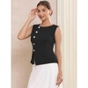 INSPIRE CHIC Women's Sleeveless Button Decor Round Neck Cropped Peplum Formal Tops Vest - 2 of 4