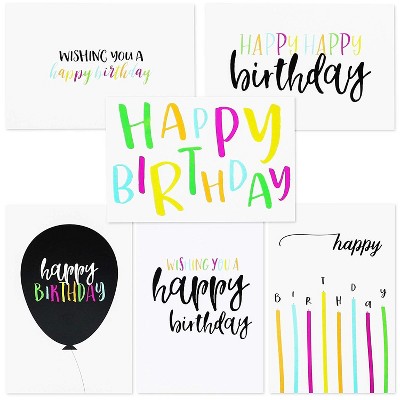 Best Paper Greetings 48-Pack Happy Birthday Single-Side Note Cards with Envelopes - Postcard Style Bulk Box Variety Set, 4 x 6 Inches