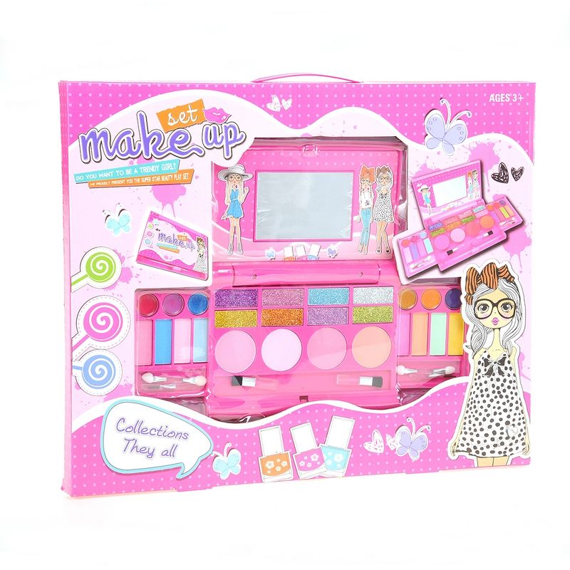 Link Pretty Princess Girls Deluxe Colorful Makeup Palette With Mirror & Brushes - Pink, 5 of 10