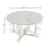 Glass Coffee Table With Sturdy Iron Leaf-shape Base, Leisure Cocktail Table With Tempered Glass Top - 3 of 3